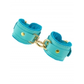 Голубые двуслойные кожаные наручники-браслеты - Pecado - купить с доставкой в Самаре