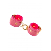 Розовые двуслойные кожаные наручники-браслеты - Pecado - купить с доставкой в Самаре