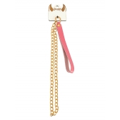 Розовый кожаный поводок с карабином для ошейника - 80 см. - Pecado - купить с доставкой в Самаре