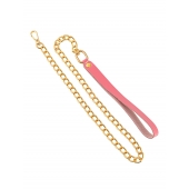 Розовый кожаный поводок с карабином для ошейника - 80 см. - Pecado - купить с доставкой в Самаре