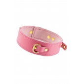 Розовый кожаный однослойный ошейник с прошивкой - Pecado - купить с доставкой в Самаре