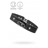 Черный чокер-ошейник со связанными кольцами на подложке - Pecado - купить с доставкой в Самаре