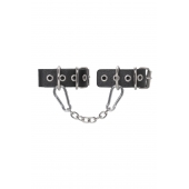 Черные кожаные наручники-браслеты из одного ремешка с люверсами - Pecado - купить с доставкой в Самаре