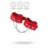 Красные кожаные наручники-браслеты со скруглёнными углами - Pecado - купить с доставкой в Самаре