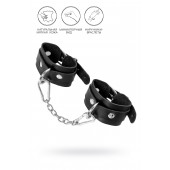 Черные кожаные наручники-браслеты со скруглёнными углами - Pecado - купить с доставкой в Самаре