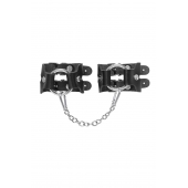 Черные кожаные наручники-браслеты из двух ремешков - Pecado - купить с доставкой в Самаре