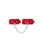 Красные кожаные узкие оковы со скруглёнными углами - Pecado - купить с доставкой в Самаре