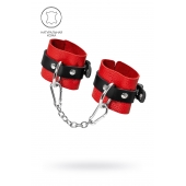 Красно-черные мягкие наручники с одним ремешком с люверсами - Pecado - купить с доставкой в Самаре