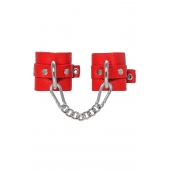 Красные мягкие кожаные наручники с люверсами - Pecado - купить с доставкой в Самаре