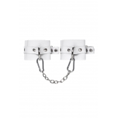 Белые мягкие кожаные наручники с люверсами - Pecado - купить с доставкой в Самаре