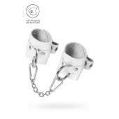 Белые мягкие кожаные наручники с люверсами - Pecado - купить с доставкой в Самаре