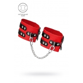 Красно-черные мягкие оковы с двумя ремешками с люверсами - Pecado - купить с доставкой в Самаре