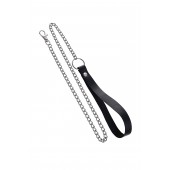 Поводок с ручкой из черной натуральной кожи и карабином для ошейника - Pecado - купить с доставкой в Самаре