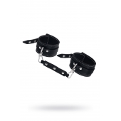 Черные двухслойные кожаные оковы с белой строчкой - Pecado - купить с доставкой в Самаре