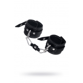 Черные двухслойные наручники с белой строчкой - Pecado - купить с доставкой в Самаре