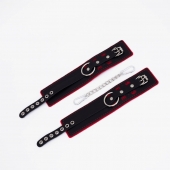 Черно-красные оковы с красной строчкой Sex - Crazy Handmade - купить с доставкой в Самаре