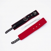 Черно-красные оковы с красной строчкой Sex - Crazy Handmade - купить с доставкой в Самаре