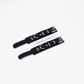 Черные кожаные наручники с регулируемыми ремешками - Crazy Handmade - купить с доставкой в Самаре