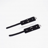 Черные кожаные оковы с хромированной фурнитурой - Crazy Handmade - купить с доставкой в Самаре