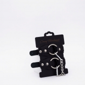 Черные кожаные оковы с кольцом - Crazy Handmade - купить с доставкой в Самаре