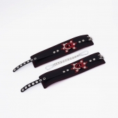 Черные кожаные оковы с красным декором и строчкой - Crazy Handmade - купить с доставкой в Самаре