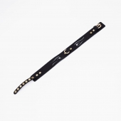 Черный кожаный ошейник с золотистой фурнитурой - Crazy Handmade - купить с доставкой в Самаре