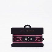 Черно-розовый кожаный ошейник с розовой строчкой - Crazy Handmade - купить с доставкой в Самаре