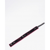 Черно-розовый кожаный ошейник с розовой строчкой - Crazy Handmade - купить с доставкой в Самаре