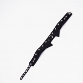 Черный однослойный кожаный ошейник с имитацией воротничка - Crazy Handmade - купить с доставкой в Самаре