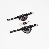 Черные наручники с золотистой фурнитурой - Crazy Handmade - купить с доставкой в Самаре