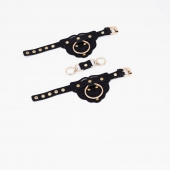 Черные наручники с золотистой фурнитурой - Crazy Handmade - купить с доставкой в Самаре