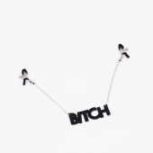 Зажимы на соски с кожаной подвеской Bitch - Crazy Handmade - купить с доставкой в Самаре