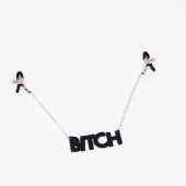 Зажимы на соски с кожаной подвеской Bitch - Crazy Handmade - купить с доставкой в Самаре
