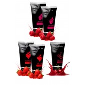 Набор из 5 съедобных лубрикантов JUJU (клубника х 2, малина х 2, вишня) - JuJu - купить с доставкой в Самаре