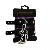 Черно-фиолетовые скругленные наручники с мягкой подкладкой - Crazy Handmade - купить с доставкой в Самаре