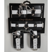 Набор фиксаторов из черной и белой натуральной кожи - Crazy Handmade - купить с доставкой в Самаре