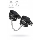 Черные наручники из толстой натуральной кожи с люверсами - Pecado - купить с доставкой в Самаре