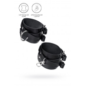 Черные кожаные оковы с двумя перекрёстными ремешками - Pecado - купить с доставкой в Самаре