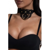 Черный чокер с клепками и золотистой фурнитурой - Crazy Handmade - купить с доставкой в Самаре