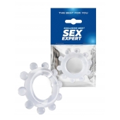Прозрачное эрекционное кольцо со стимулирующими шариками - Sex Expert - в Самаре купить с доставкой
