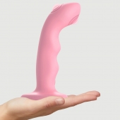 Розовая насадка-стимулятор Strap-On-Me Tapping Dildo Wave - Strap-on-me - купить с доставкой в Самаре
