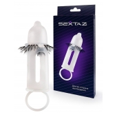 Эластичная насадка на пенис с подхватом мошонки и стимулирующими «ресничками» - Sextaz - в Самаре купить с доставкой