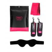 Черно-розовый эротический набор: маска, наручники и повязка - Erokay - купить с доставкой в Самаре