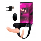 Женский страпон с 2 насадками, вибрацией и пультом ДУ - Erowoman-Eroman - купить с доставкой в Самаре