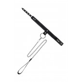 Черный узкий однослойный ошейник с серебристым поводком-цепочкой - Pecado - купить с доставкой в Самаре