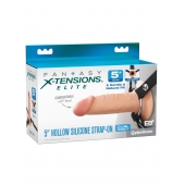 Телесный пустотелый фаллопротез 5’’ Hollow Silicone Strap-On - 14 см. - Pipedream - купить с доставкой в Самаре