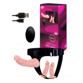 Женский страпон с 3 насадками и вибрацией - Erowoman-Eroman - купить с доставкой в Самаре