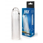Прозрачная закрытая насадка на пенис с ребрышками - 16 см. - Sex Expert - в Самаре купить с доставкой