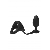 Черное эрекционное кольцо с анальной пробкой Cockstrap With Anal Plug - Dream Toys - в Самаре купить с доставкой