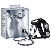 Подхват для мошонки с 3 съемными эрекционными кольцами Leder-Riemen - Orion - в Самаре купить с доставкой